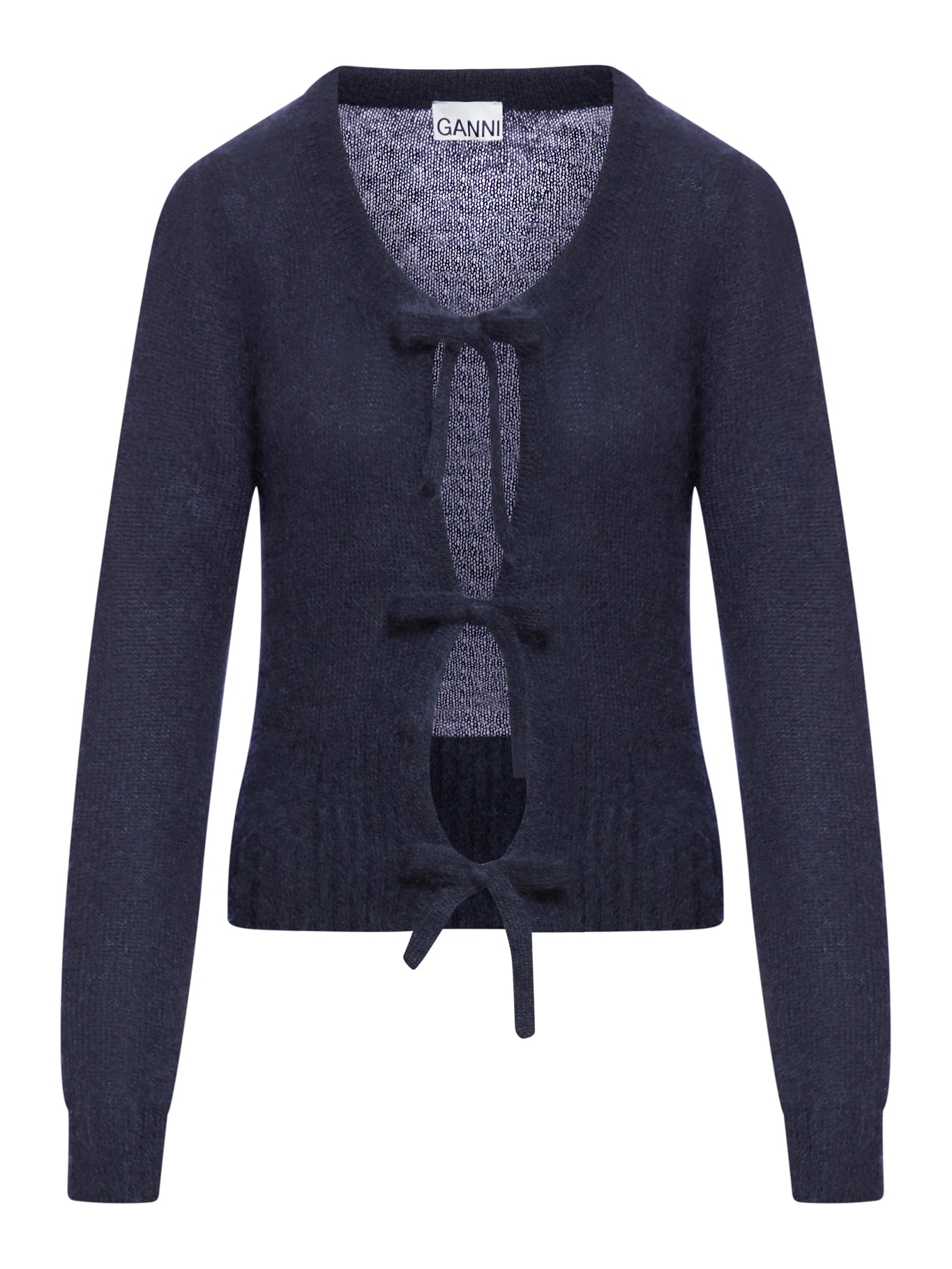 cardigan con laccio lavorato a maglia