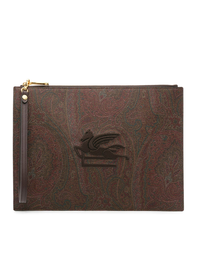 Clutch con stampa paisley jacquard