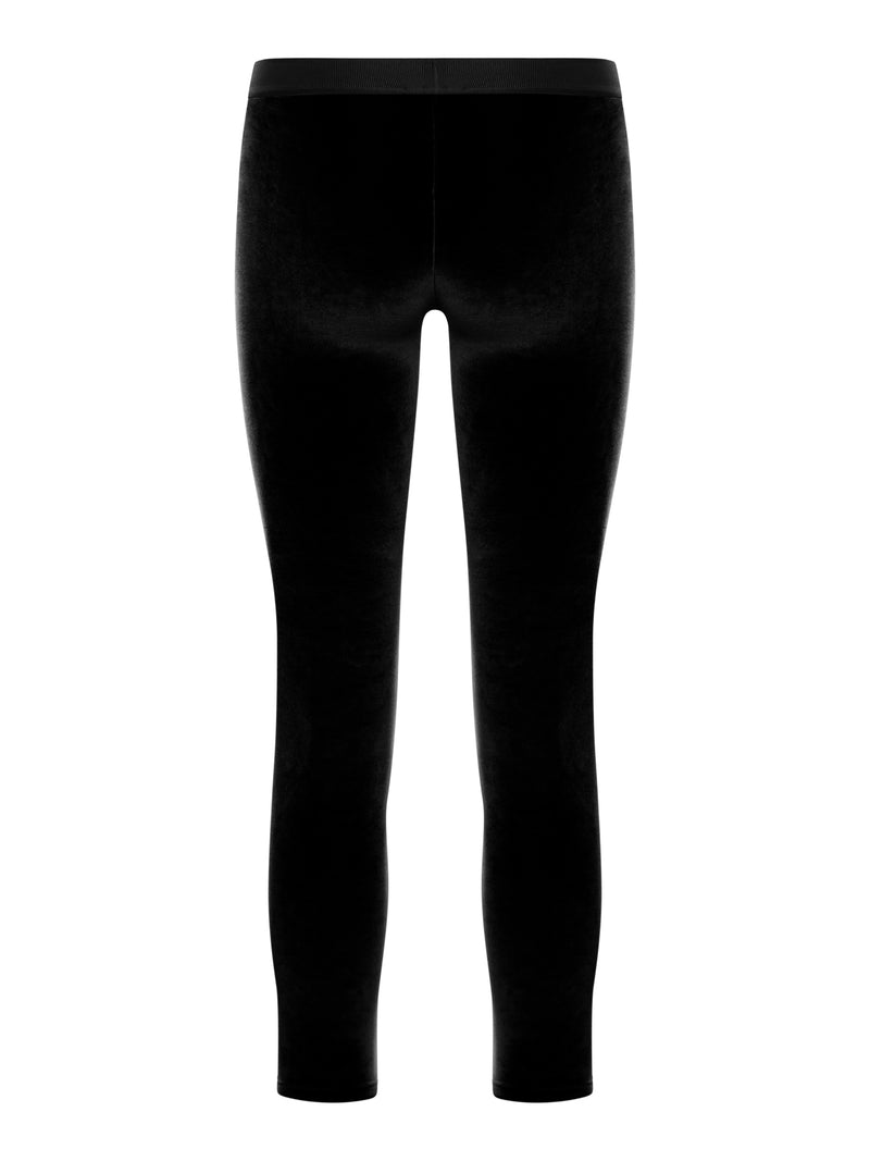 Leggings in velluto con banda logo