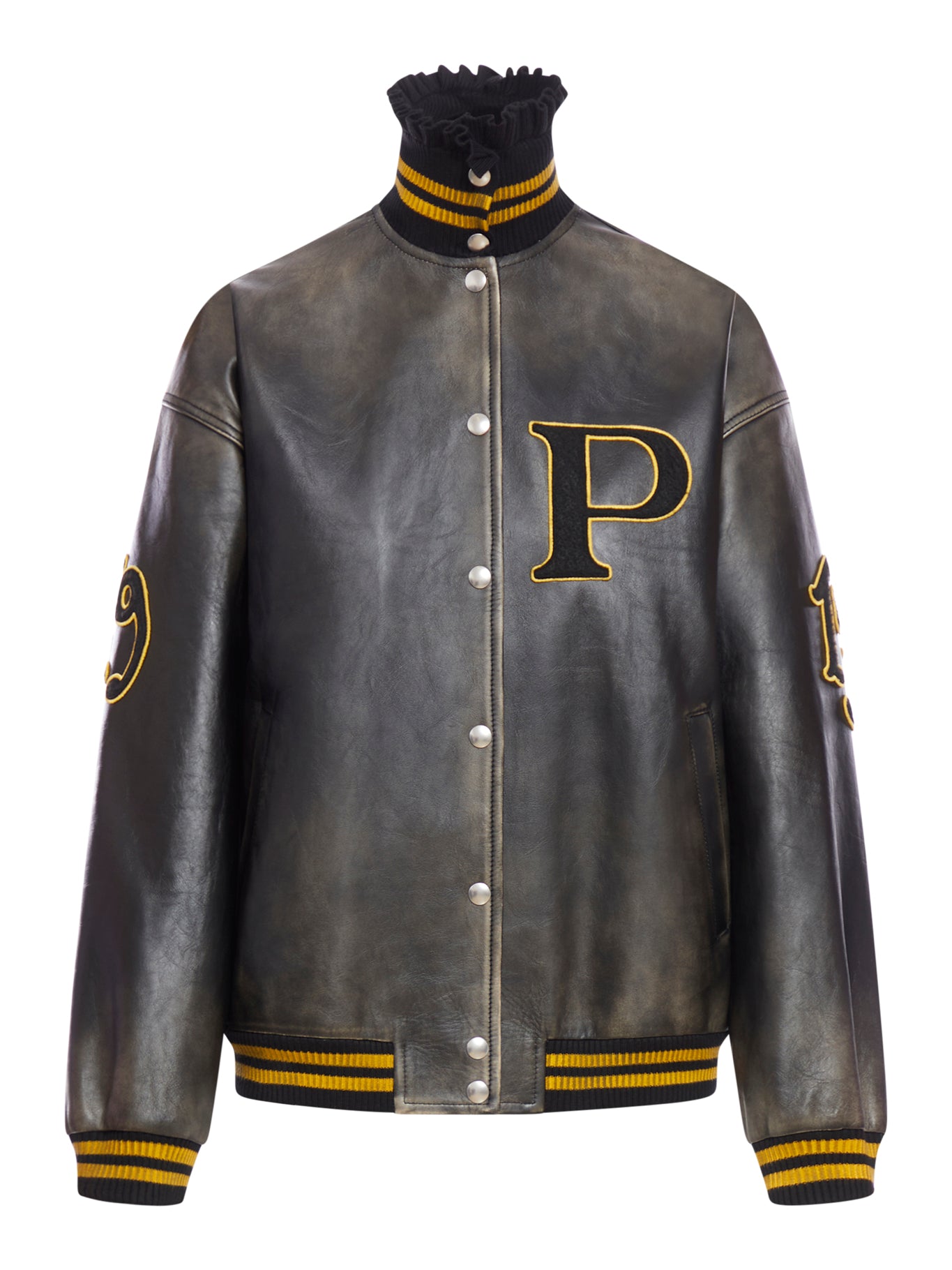 Bomber in pelle con patch