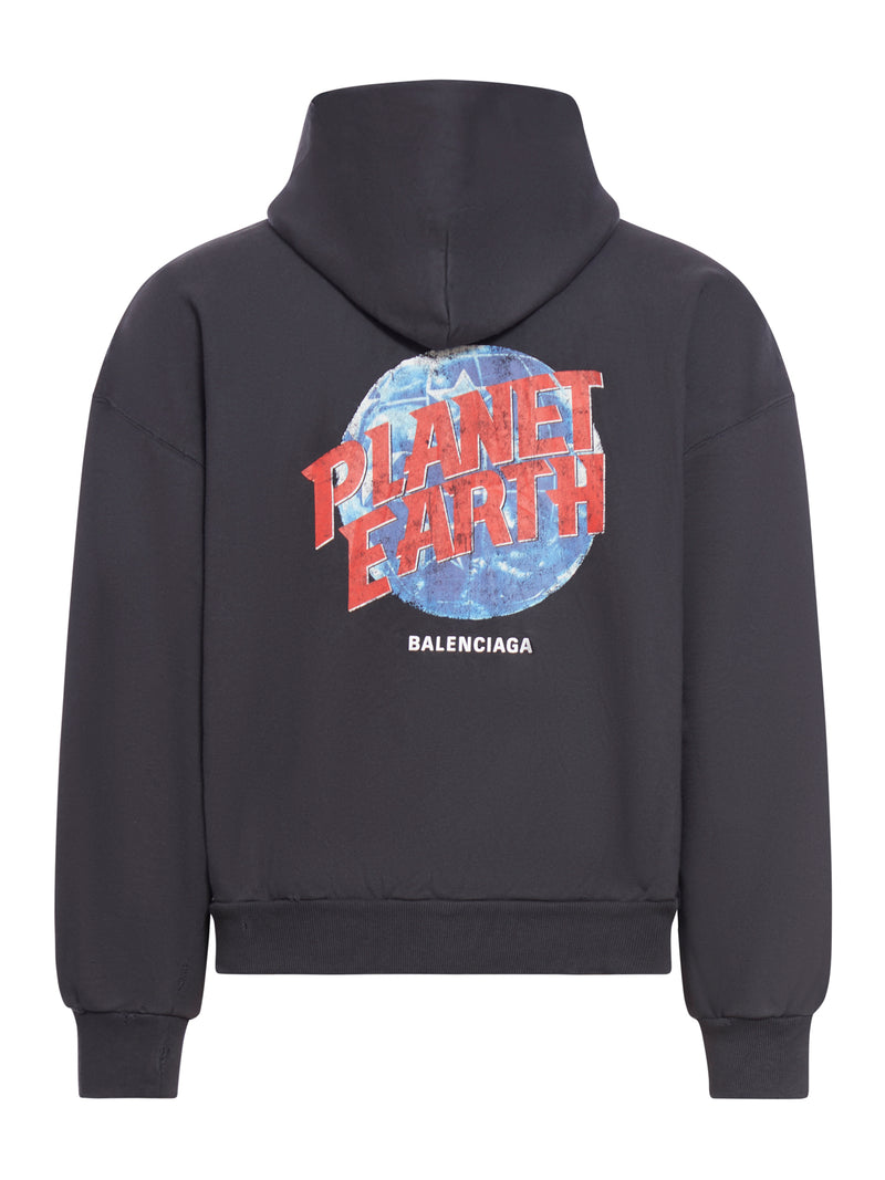 HOODIE CON ZIP PLANET EARTH REGULAR FIT DA UOMO IN NERO DÉLAVÉ