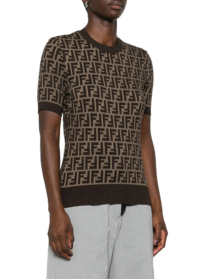 MAGLIA IN COTONE FF MARRONE