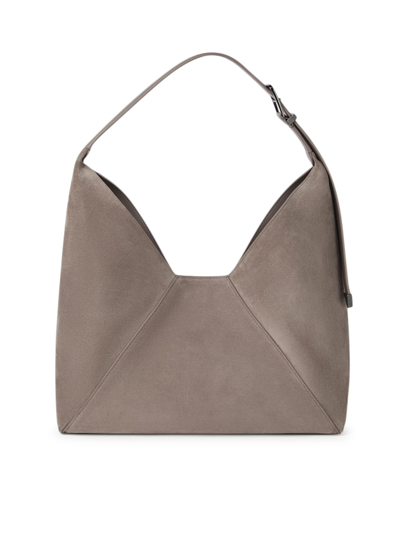 Borsa hobo in vitello scamosciato