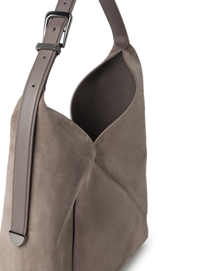 Borsa hobo in vitello scamosciato