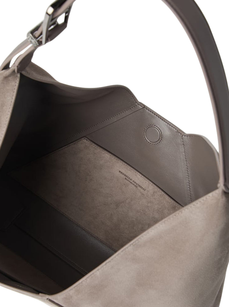 Borsa hobo in vitello scamosciato