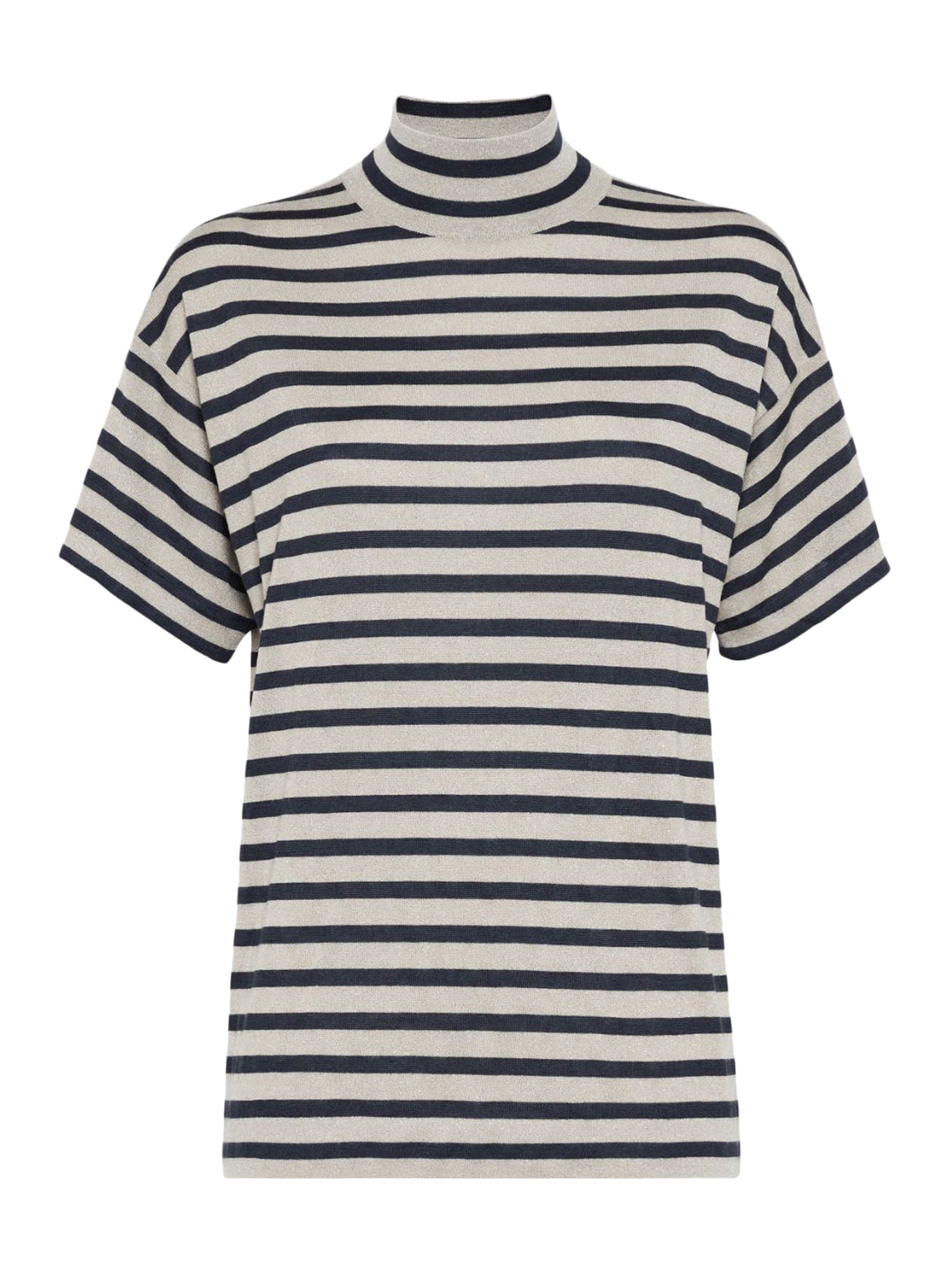 Maglia collo alto Sparkling Stripe in cashmere e seta