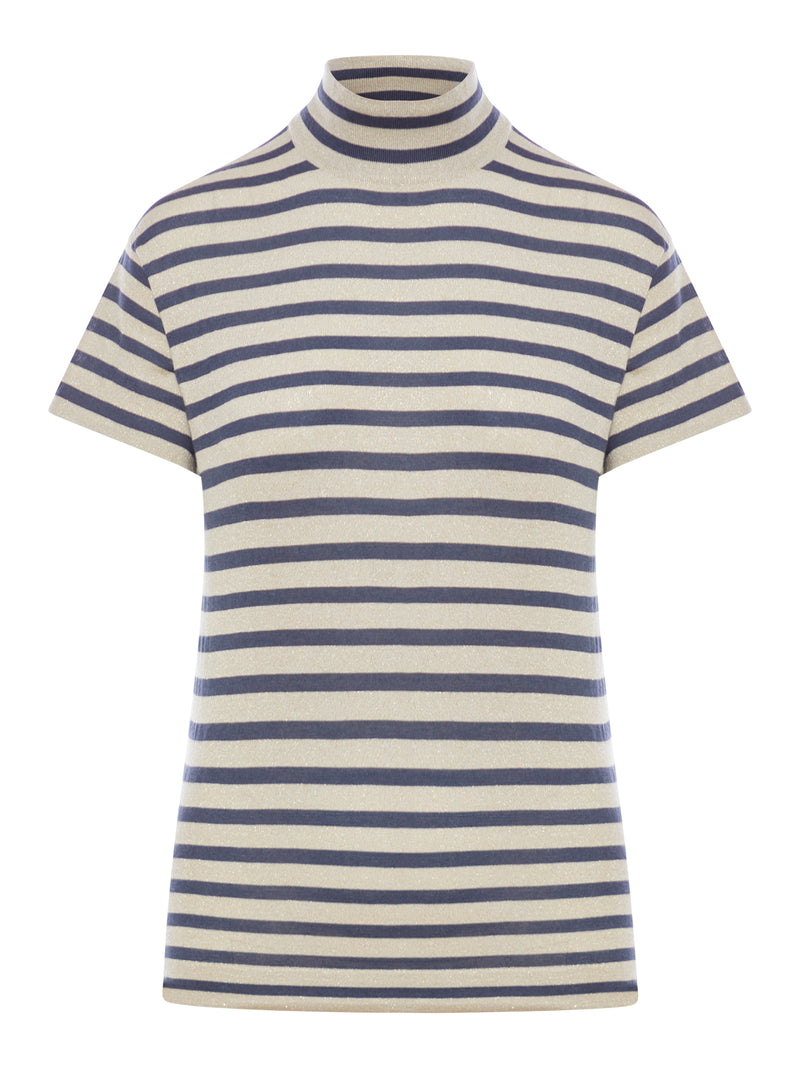 Suitnegozi Maglia collo alto Sparkling Stripe in cashmere e seta