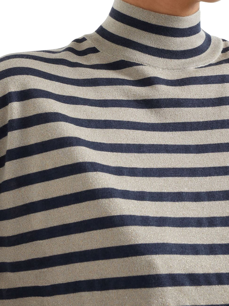 Maglia collo alto Sparkling Stripe in cashmere e seta