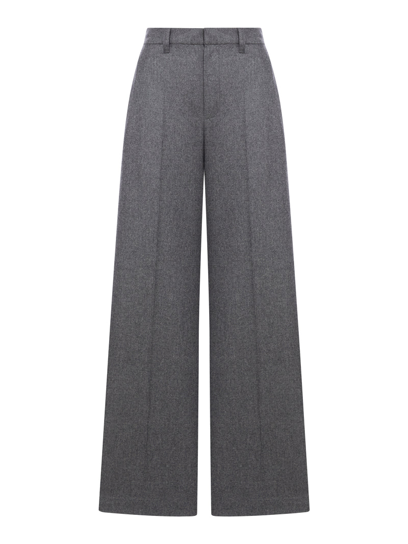 Pantalone Loose in flanella di lana vergine e cashmere