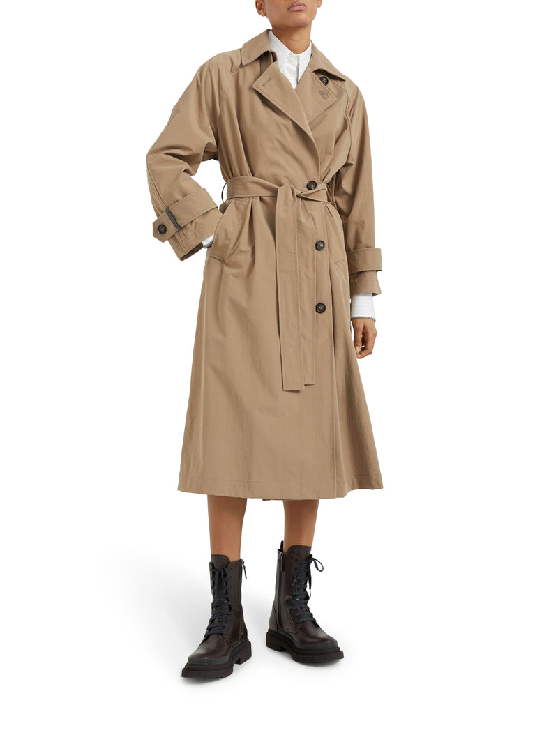 Trench in canvas techno con Shiny Cuff Details