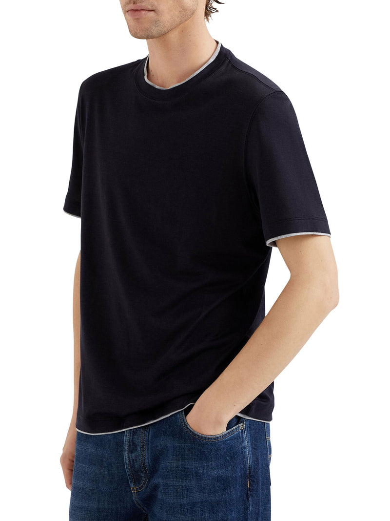 T-SHIRT IN JERSEY CON PROFILI  A CONTRASTO