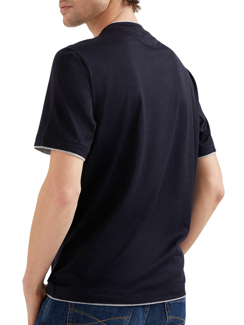 T-SHIRT IN JERSEY CON PROFILI  A CONTRASTO