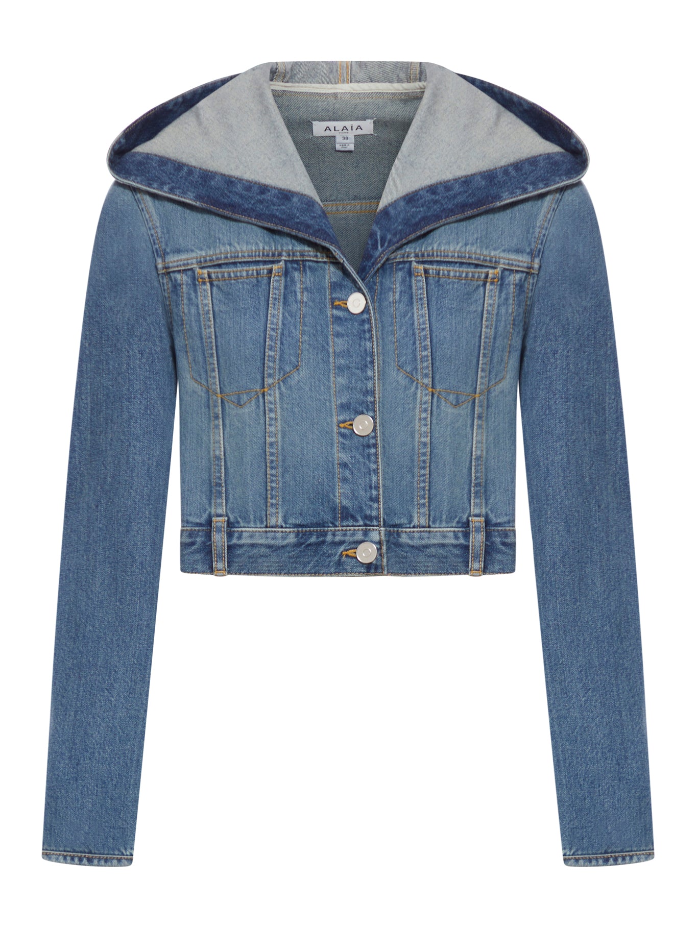 GIACCA CROP CON CAPPUCCIO IN DENIM