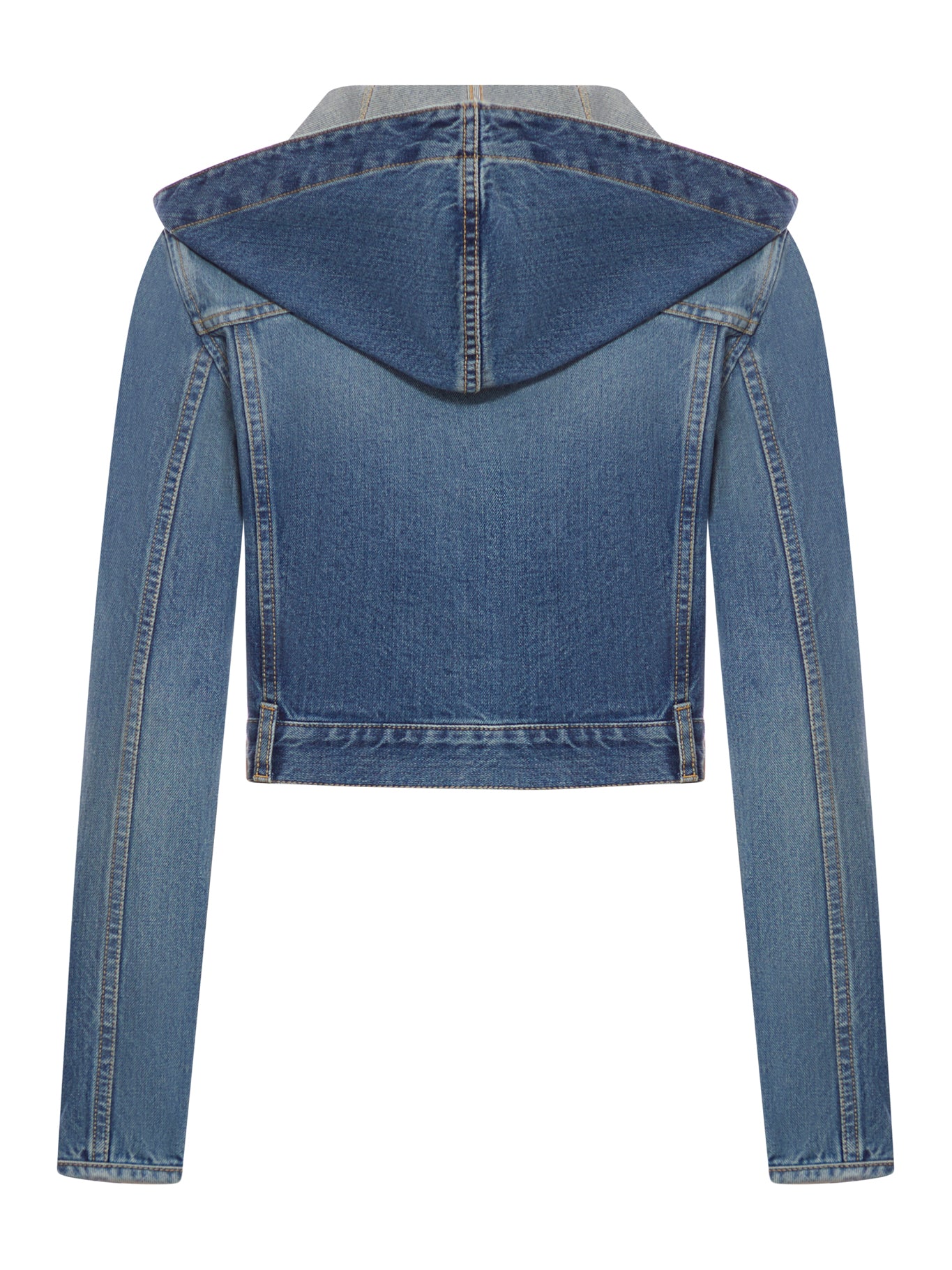 GIACCA CROP CON CAPPUCCIO IN DENIM