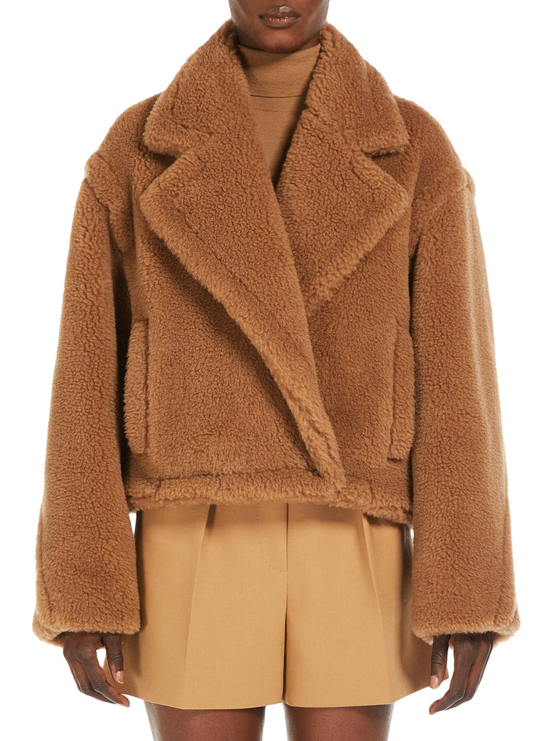 TEDDY BEAR ICON COAT CROP IN CAMELLO