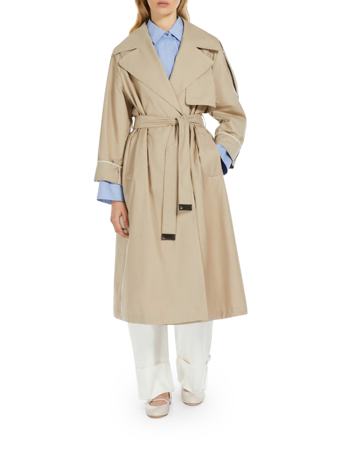 TRENCH OVER IN TWILL ANTIGOCCIA