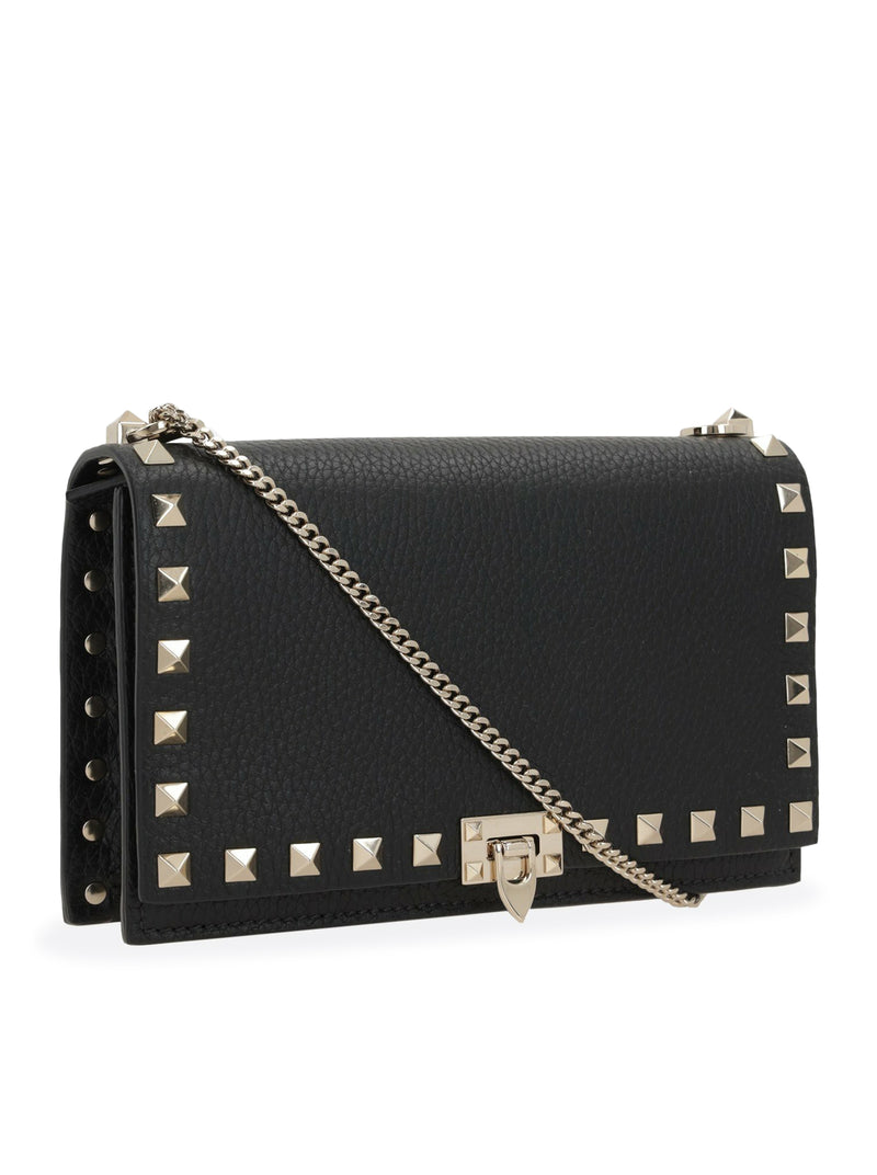 POUCH CON CATENA ROCKSTUD IN VITELLO GRANATO