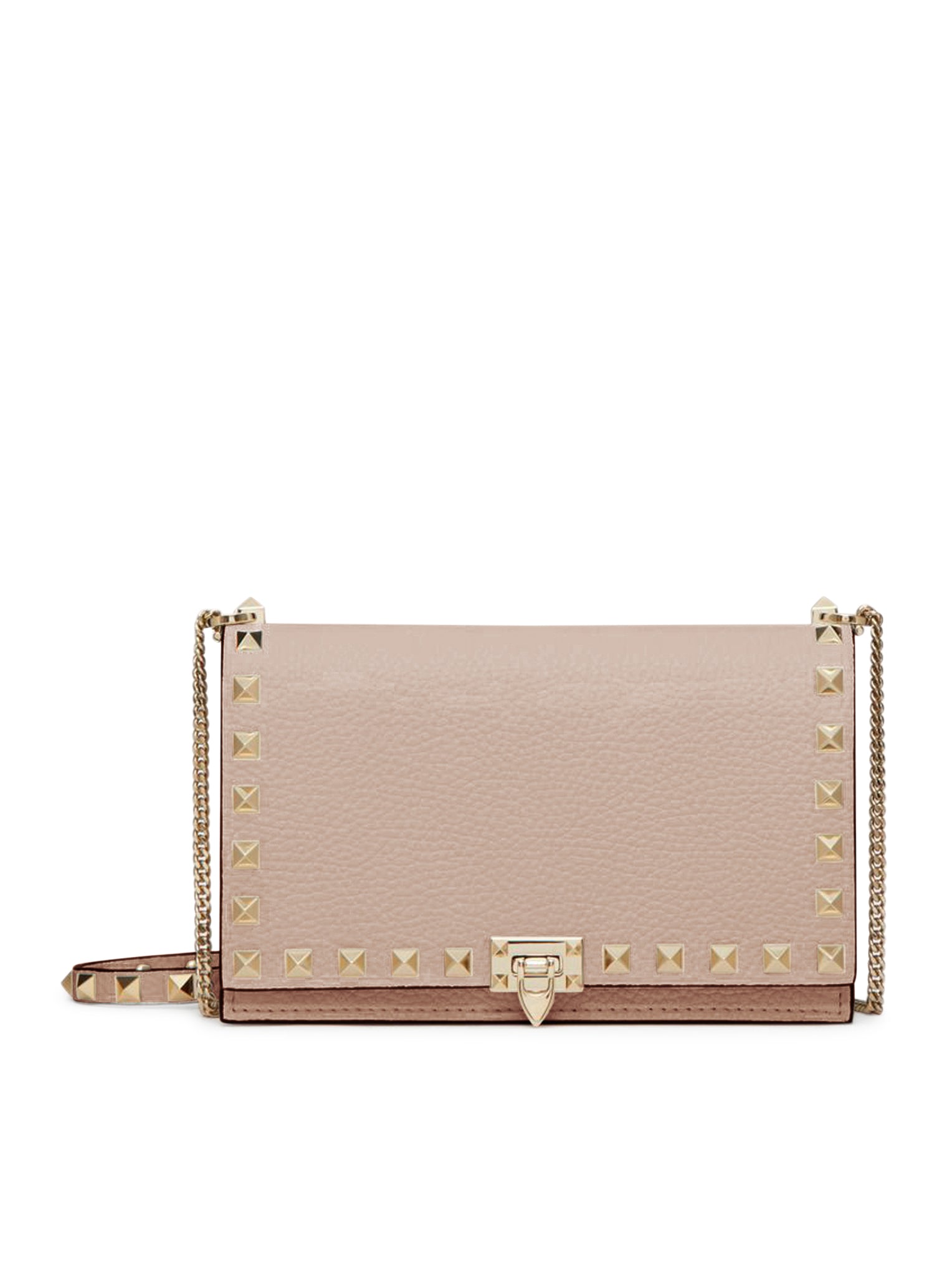 POUCH CON CATENA ROCKSTUD IN VITELLO GRANATO