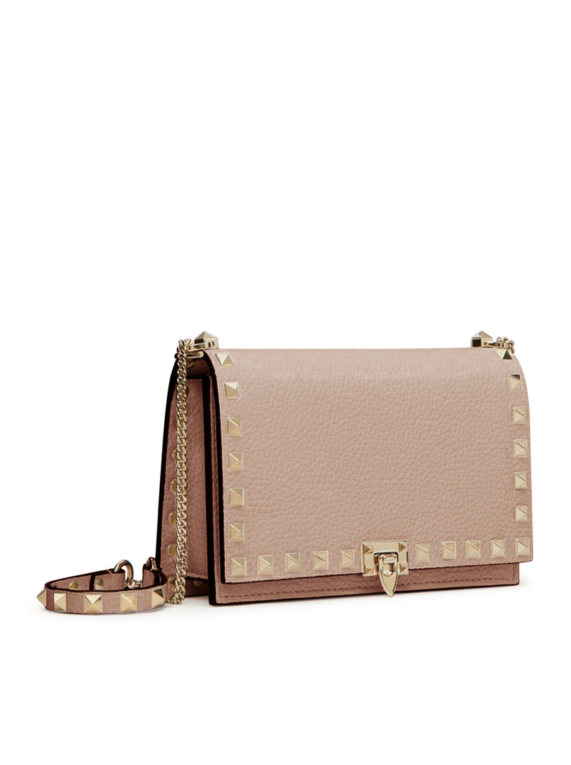 POUCH CON CATENA ROCKSTUD IN VITELLO GRANATO