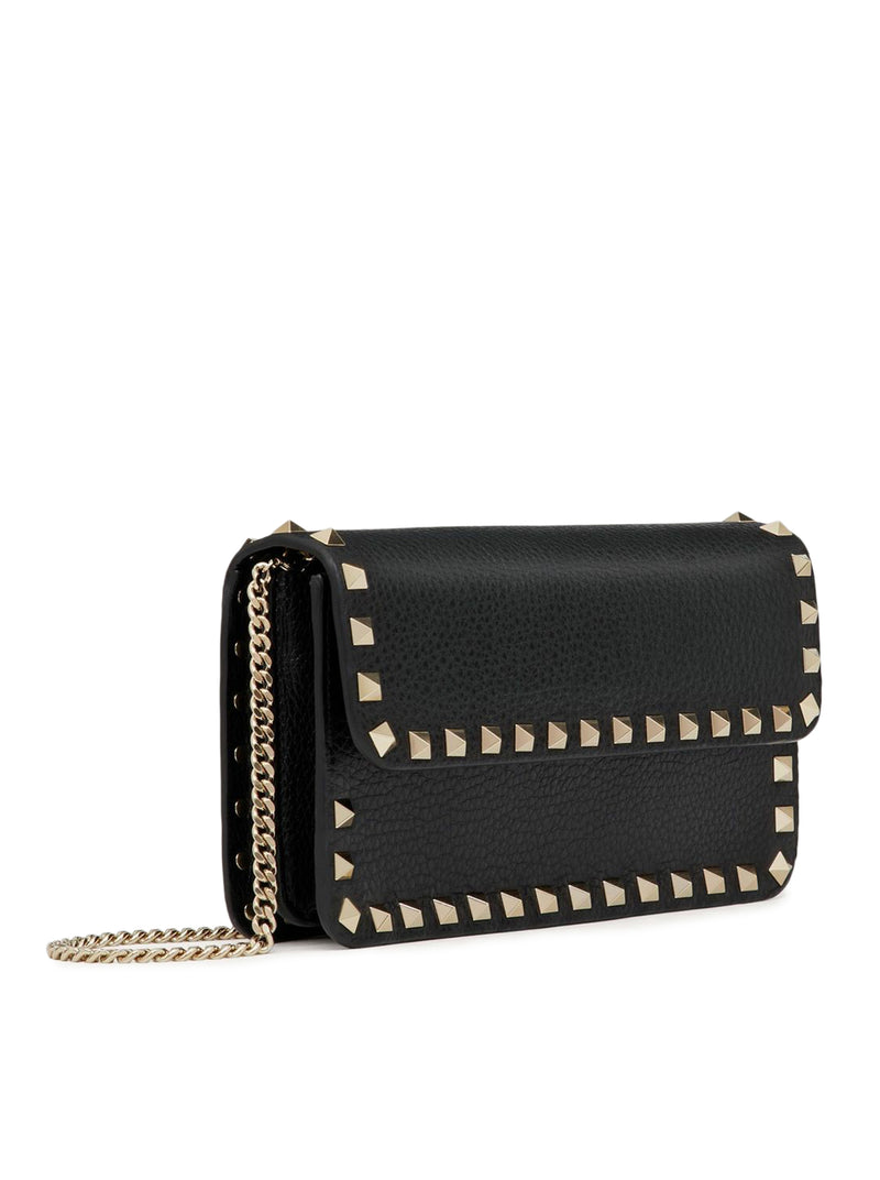 POUCH CON CATENA ROCKSTUD IN VITELLO GRANATO