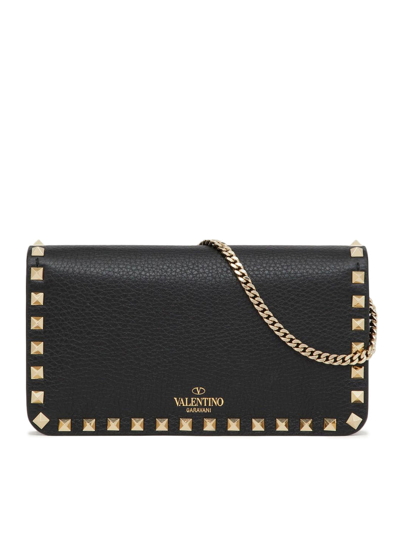 POUCH CON CATENA ROCKSTUD IN VITELLO GRANATO