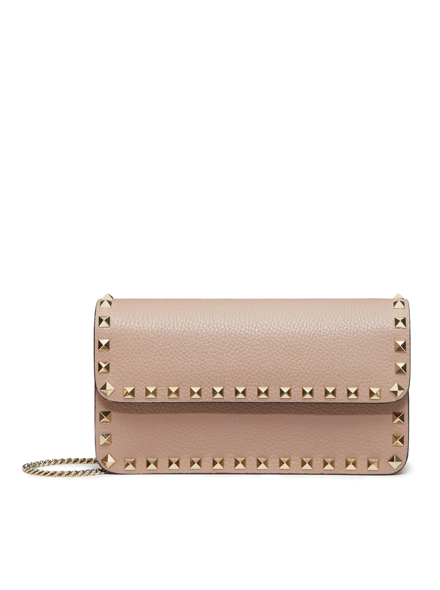 POUCH CON CATENA ROCKSTUD IN VITELLO GRANATO