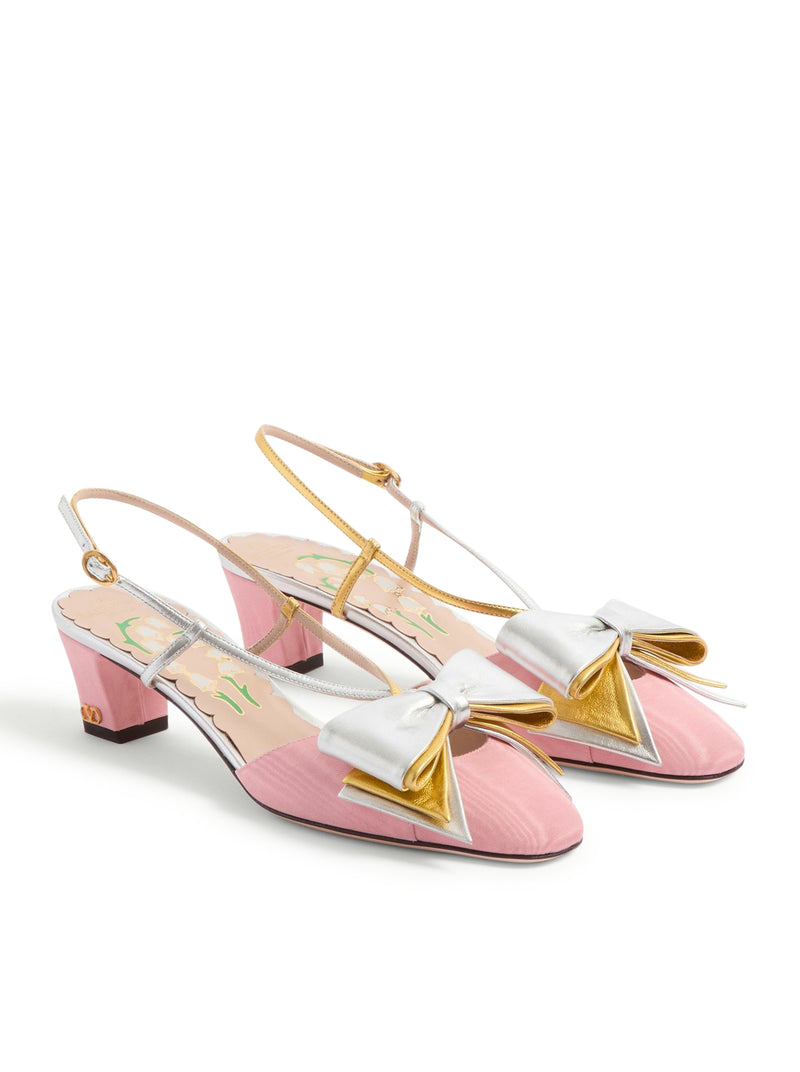 DÉCOLLETÉ SLINGBACK BOWOW IN TESSUTO MOIRÈ 45MM