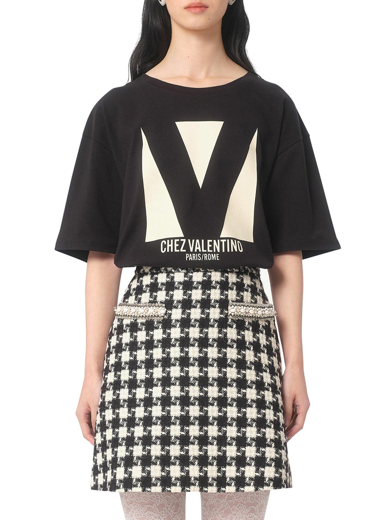 T-SHIRT IN JERSEY COTTON CON STAMPA CHEZ VALENTINO