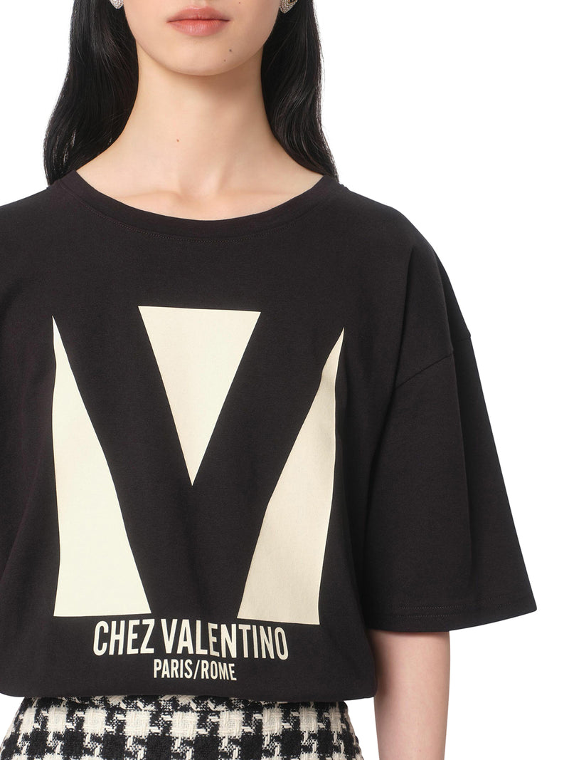 T-SHIRT IN JERSEY COTTON CON STAMPA CHEZ VALENTINO