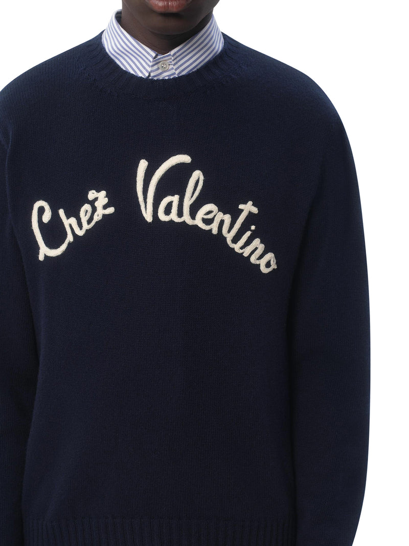 MAGLIONE GIROCOLLO IN LANA CON RICAMO CHEZ VALENTINO