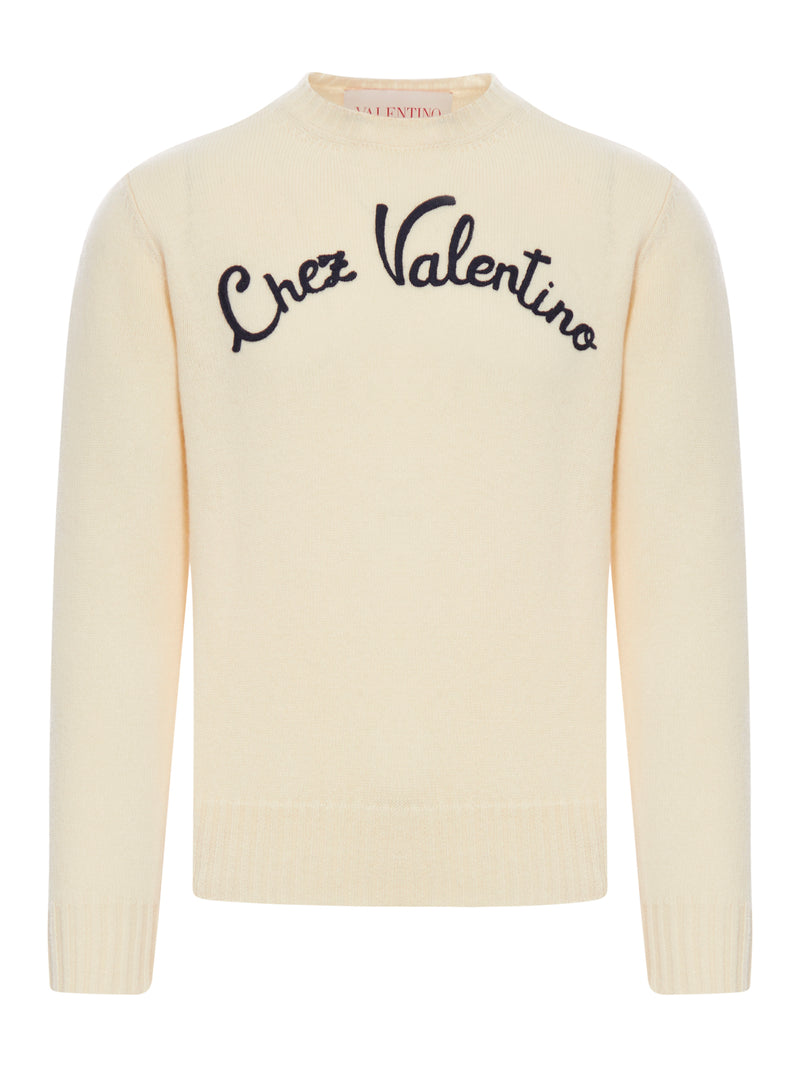 MAGLIONE GIROCOLLO IN LANA CON RICAMO CHEZ VALENTINO