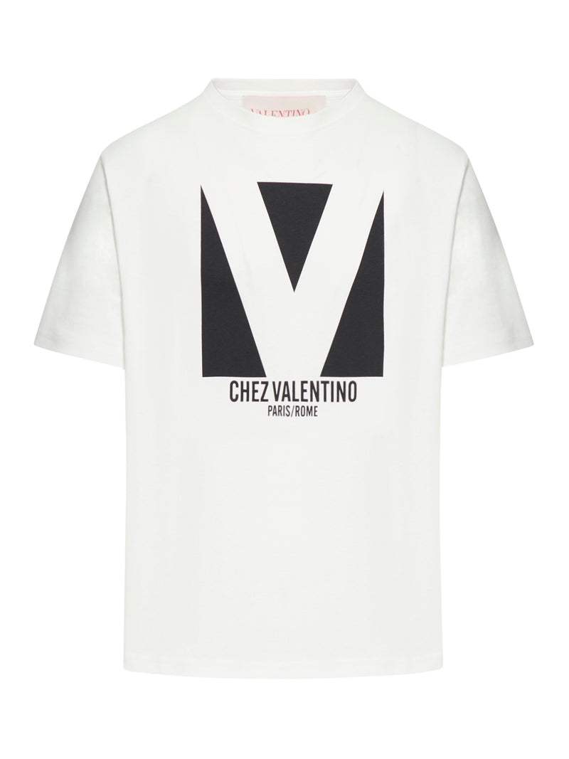 T-SHIRT IN COTONE CON STAMPA CHEZ VALENTINO