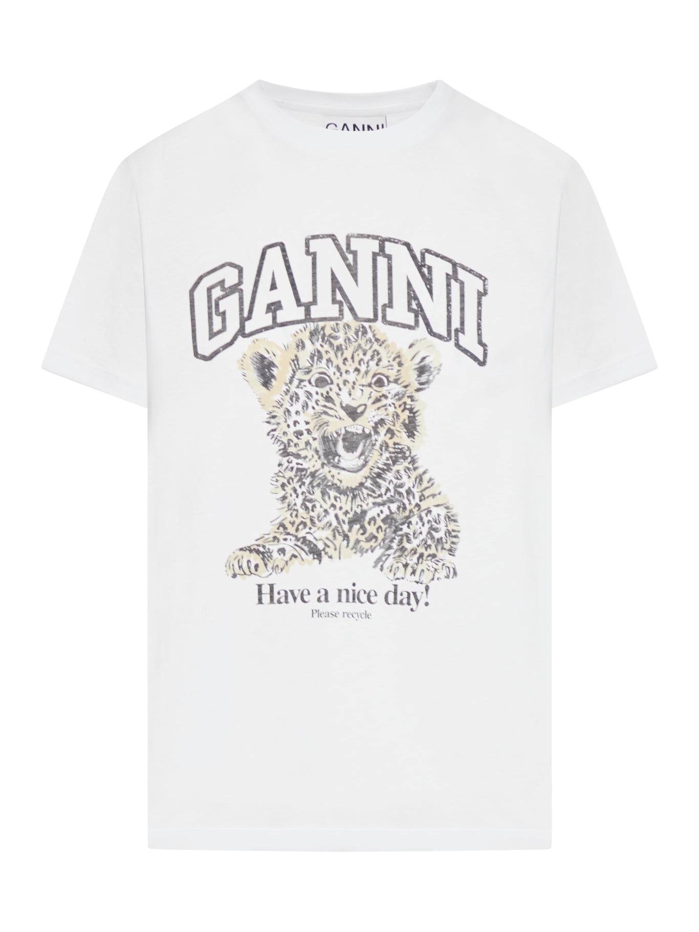 T-SHIRT RILASSATA IN JERSEY BIANCO BASE LEOPARDATO