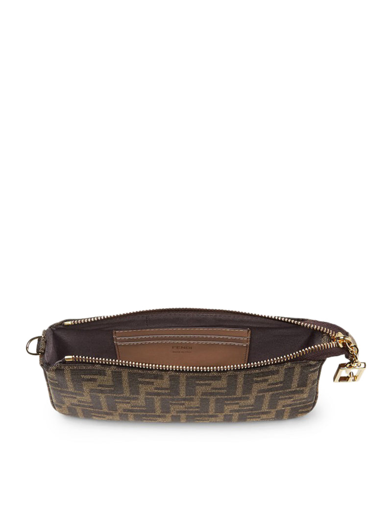 POUCH BAGUETTE CON CATENA IN TESSUTO FF JACQUARD