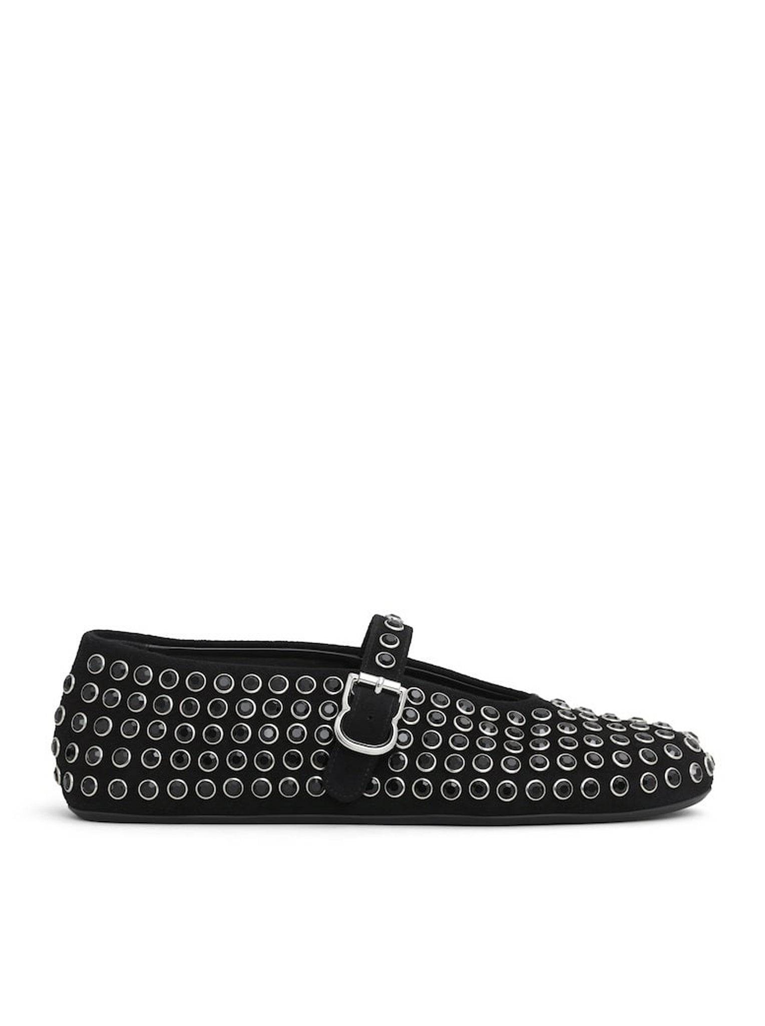 BALLERINE FLAT IN PELLE DI CAPRA SCAMOSCIATA CON STRASS