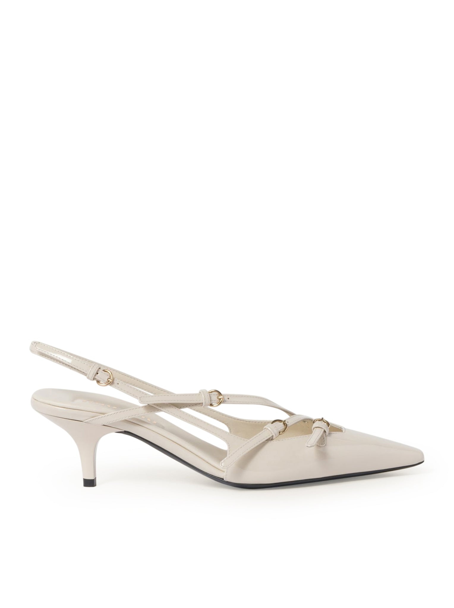 Décolleté slingback in vernice con fibbie