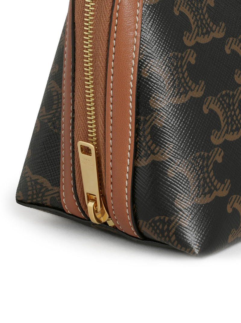 POCHETTE CON CATENA IN TELA TRIOMPHE E PELLE DI AGNELLO