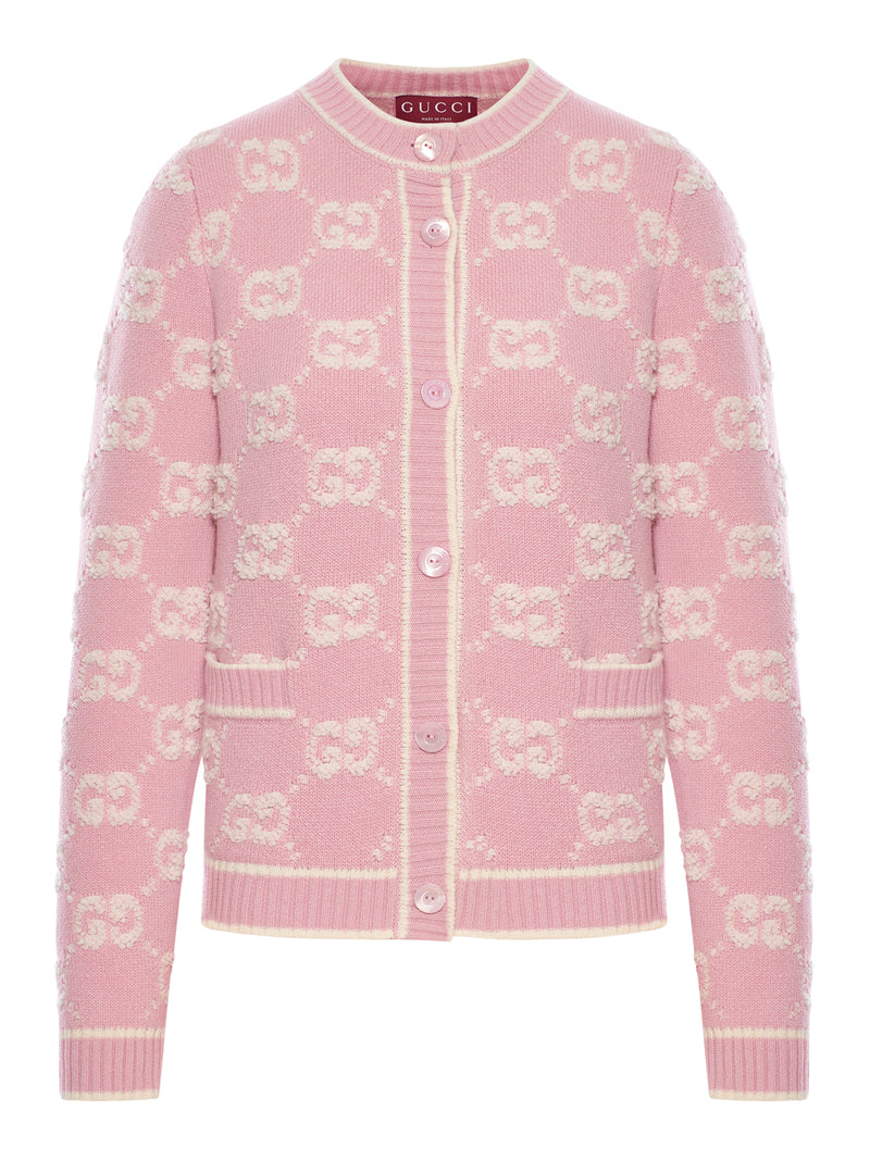 CARDIGAN IN LANA JACQUARD GG BOUCLÉ