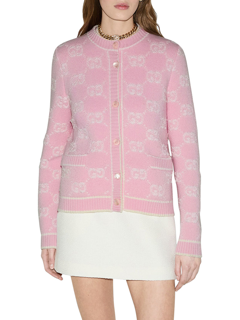 CARDIGAN IN LANA JACQUARD GG BOUCLÉ