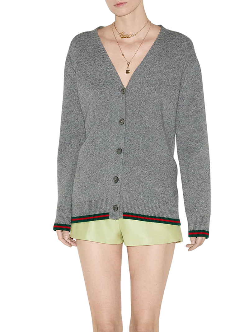 CARDIGAN IN LANA E CASHMERE CON WEB