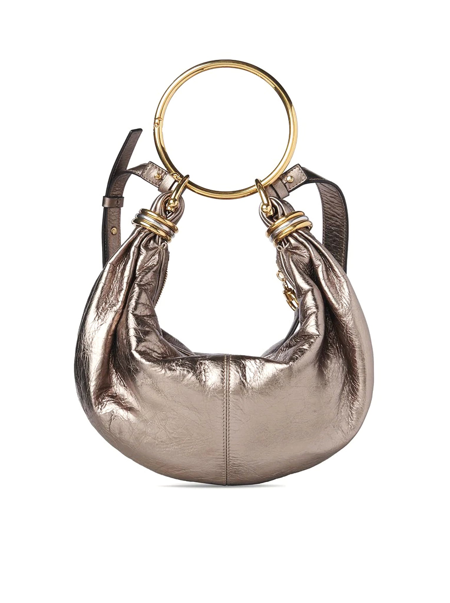 BRACELET HOBO BAG PICCOLA IN PELLE METALLIZZATA