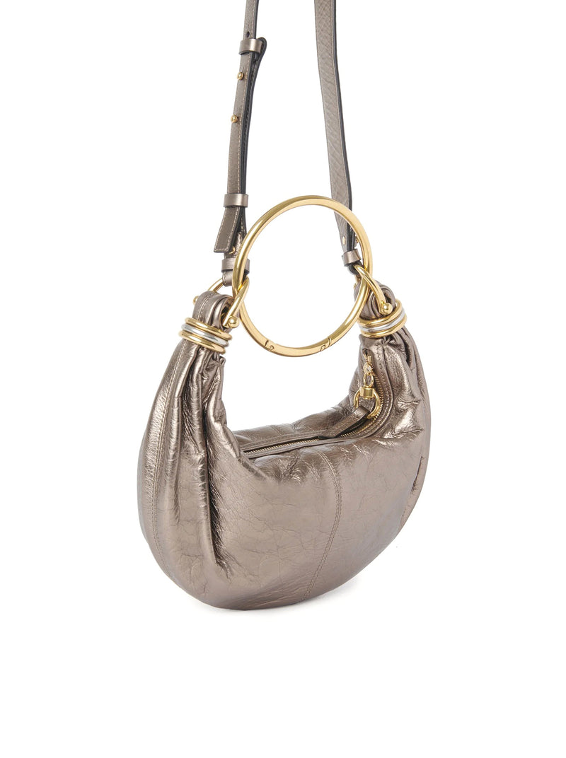 BRACELET HOBO BAG PICCOLA IN PELLE METALLIZZATA