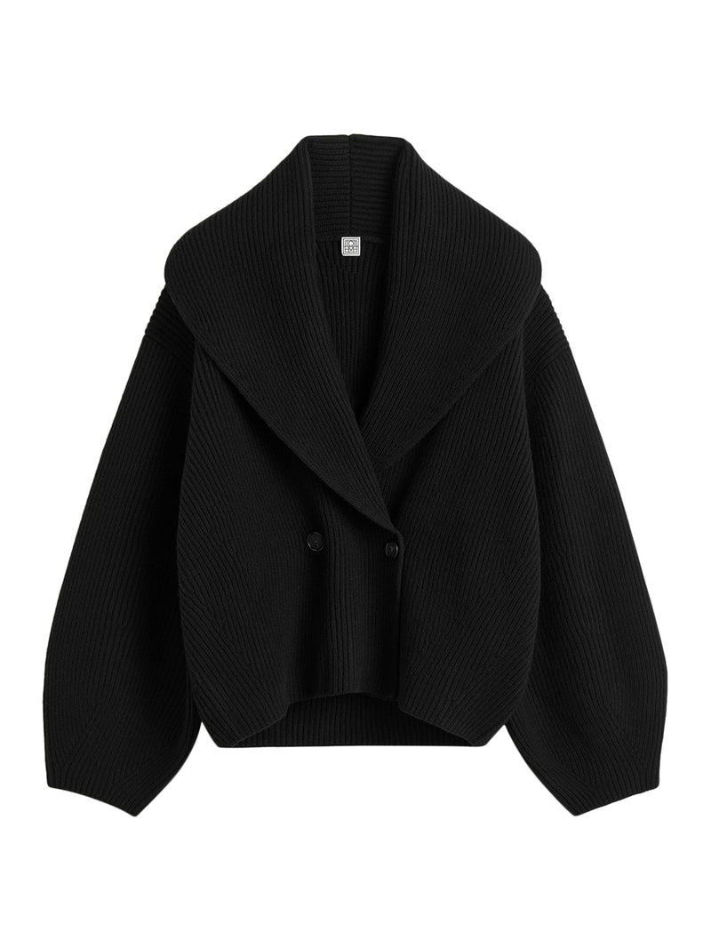 Cardigan con revers a scialle nero