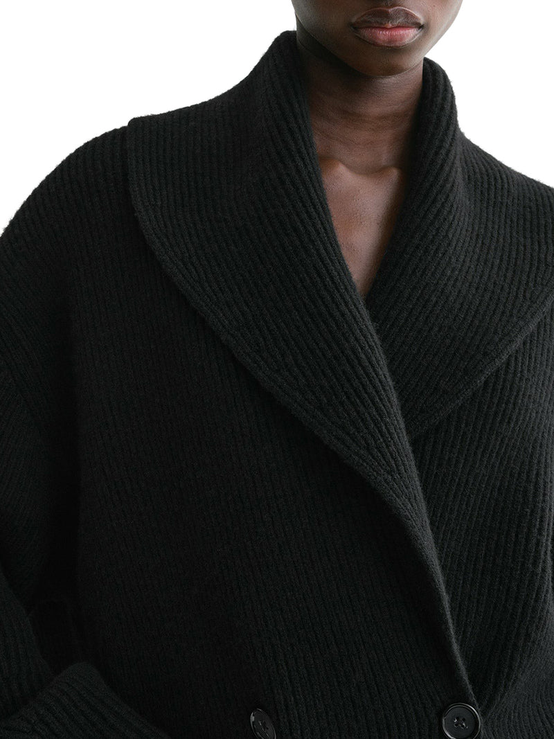 Cardigan con revers a scialle nero