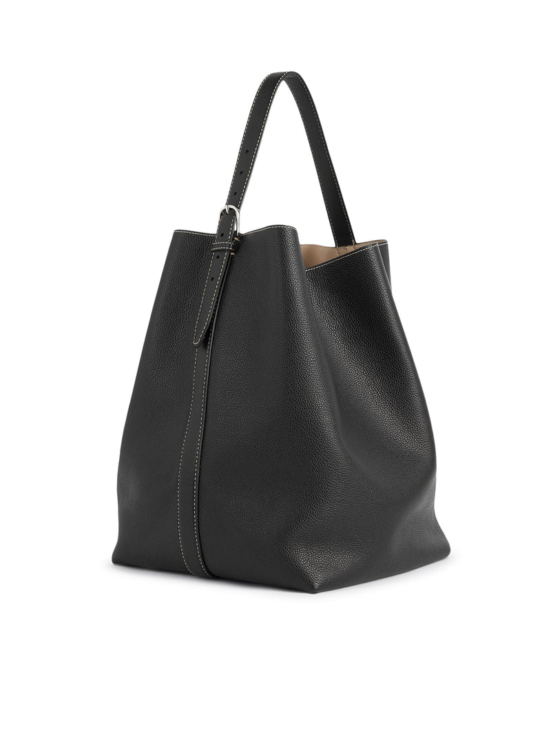 BORSA TOTE BELTED IN PELLE DI VITELLO MARTELLATA