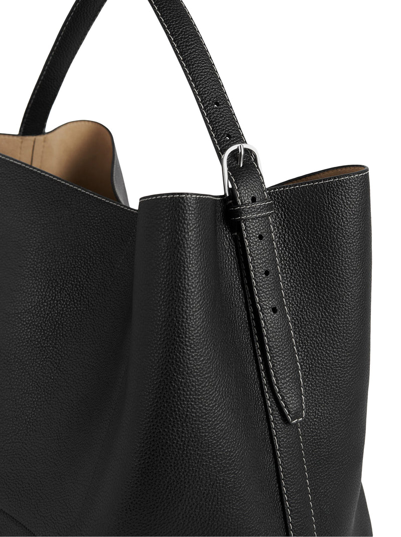 BORSA TOTE BELTED IN PELLE DI VITELLO MARTELLATA