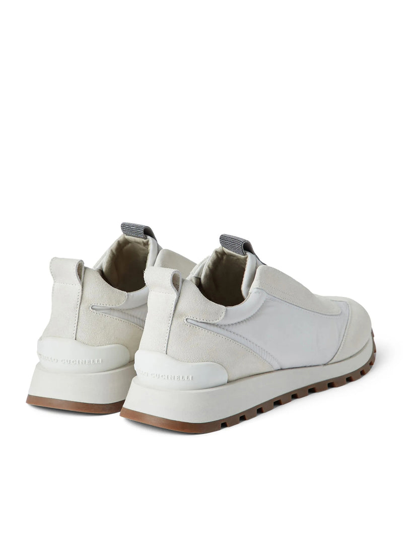 SNEAKERS SLIP ON IN PELLE E TESSUTO