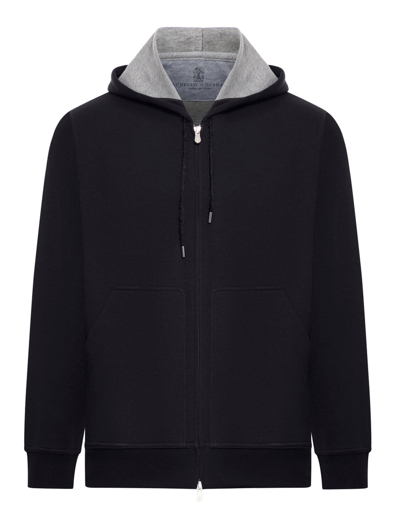 FELPA CON ZIP E CAPPUCCIO