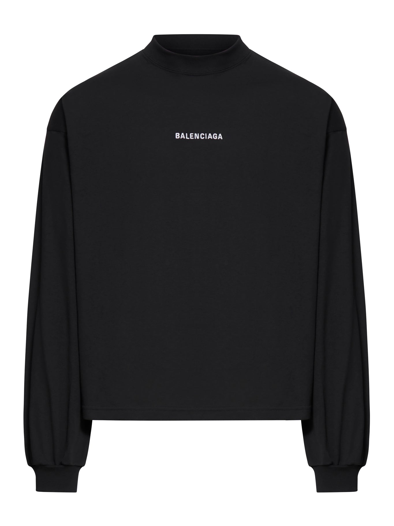 T-SHIRT A MANICHE LUNGHE CROPPED BALENCIAGA BACK DA DONNA IN NERO/BIANCO