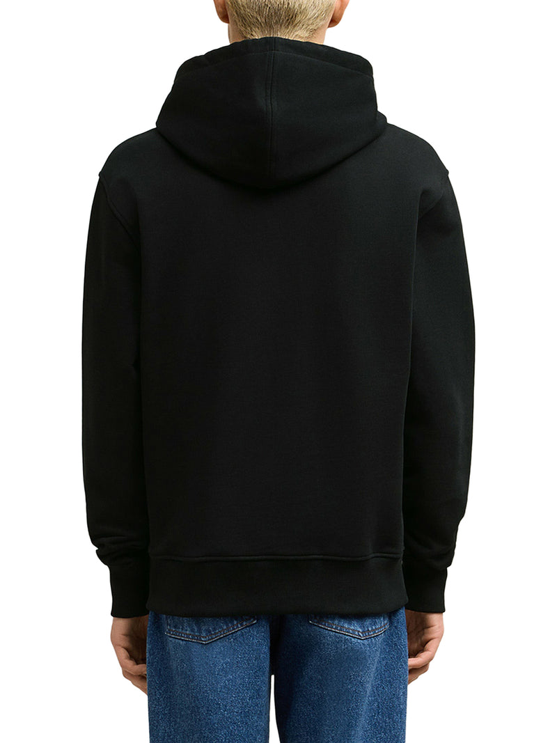FELPA CON CAPPUCCIO E ZIP IN COTONE NERO AMI DE COEUR